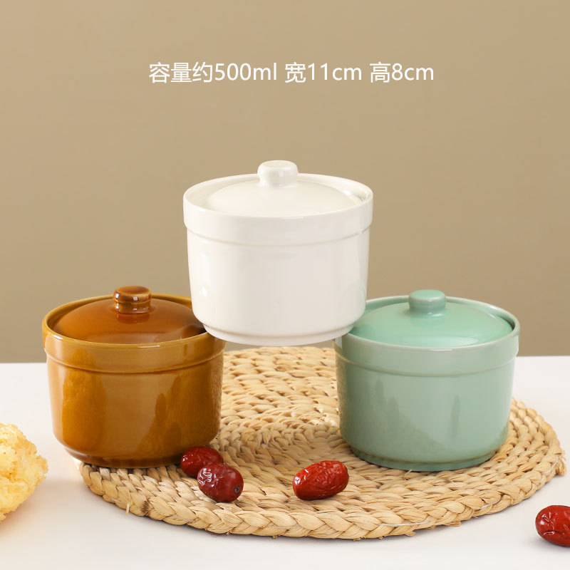 Taza de estofado de olla de barro guisada recta en agua, olla de estofado de una persona, olla de sopa con tapa, shaxian snack, nido de pájaro, olla de sopa hirviendo de cerámica