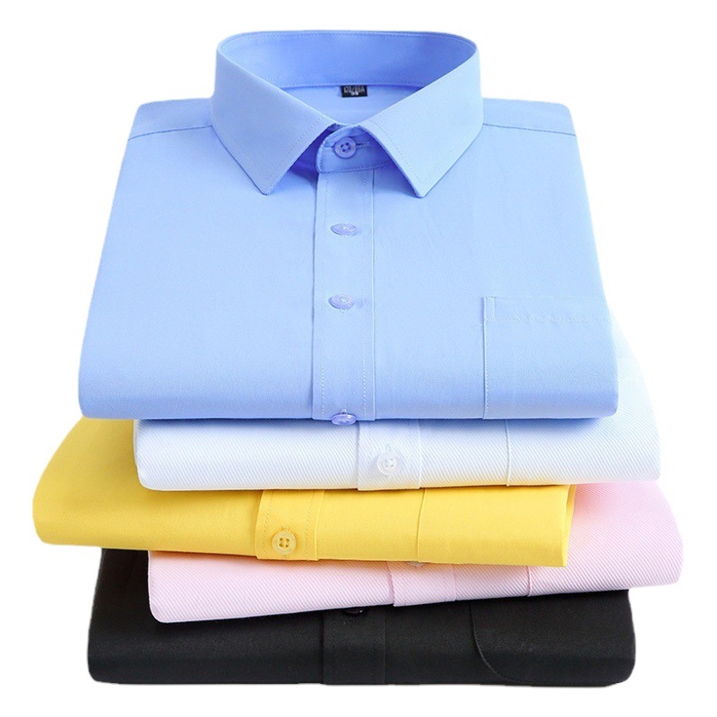 2026 Spring Men's Blue Plain Long-Sleeve Shirt Business Casual Non-Iron Professional Wear Solid Color Sky Blue Shirt