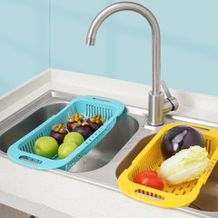 Manufacturer wholesale retractable drain basket new creative home kitchen sink drain rack adjustable price drain vegetable and fruit basket
