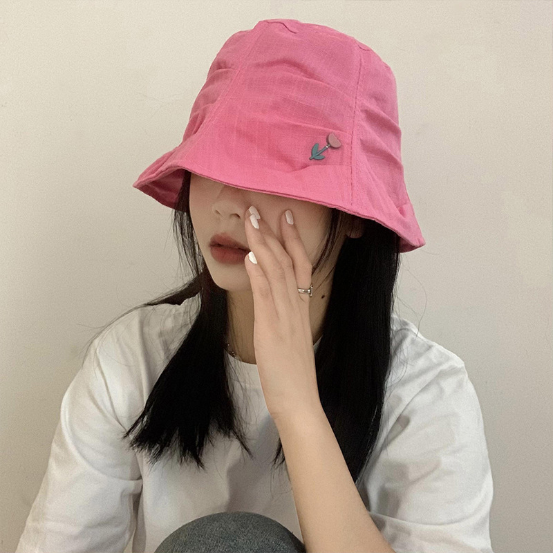 Sombrero de pescador plisado de flores para mujeres primavera y verano estilo japonés circunferencia de la cabeza grande sombrero de cubo a prueba de sol sombrero pequeño de aspecto facial