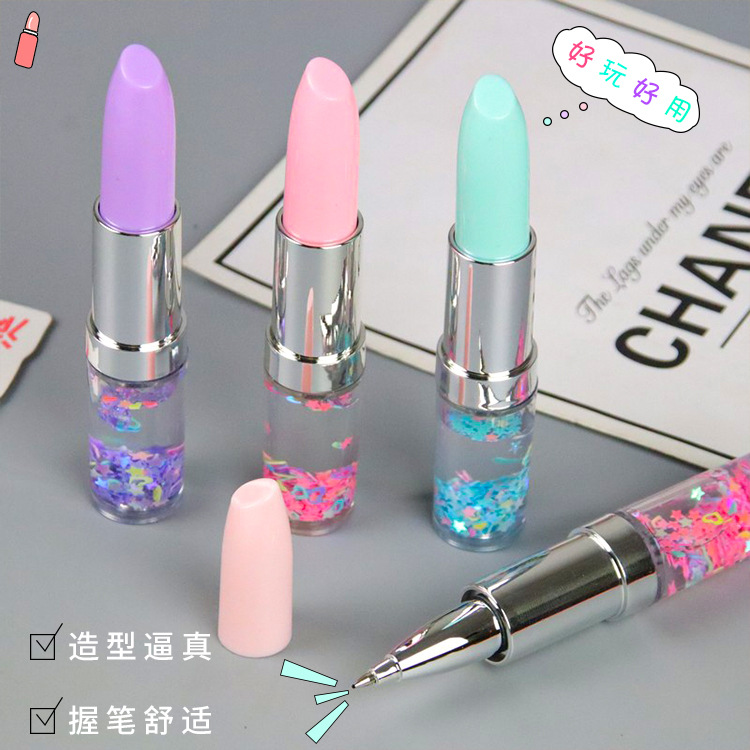 Papelería creativa, bolígrafo de gel con forma de corazón, estilo femenino, popular en internet, bolígrafo lindo para estudiantes, bolígrafo de arena líquida estilo ins.