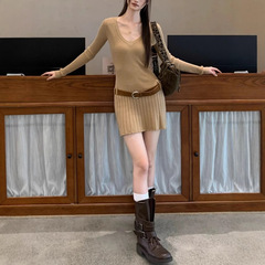 法式连衣裙女2025新款秋漂亮冷淡系长袖气质小个子针织裙子