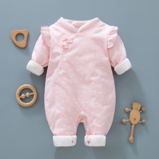 Детское стеганое зимнее боди для новорожденных для девочек для выхода на улицу