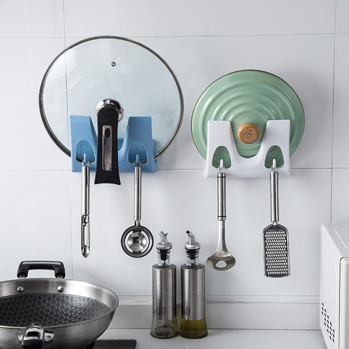 Factory Direct Sale No-Hole Pot Lid Rack Storage Shelf Home Kitchen Wall-Mounted Cutting Board Holder Multifunctional Display Shelf