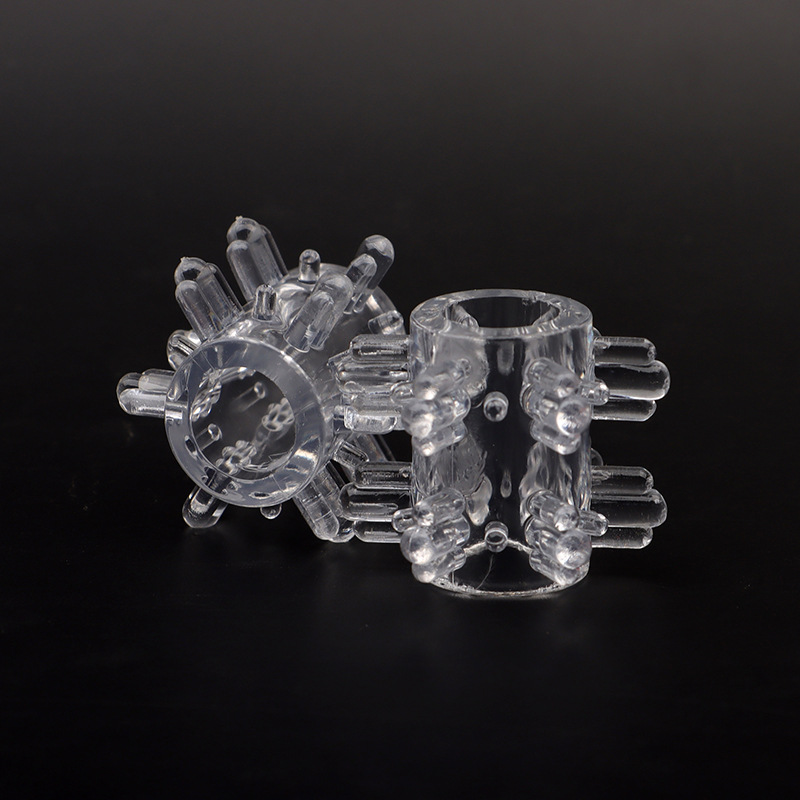 Thorned TPE Locking Ring Sleeve, Textured Foreskin-Blocking Adult Toy, Clear — detail image 5