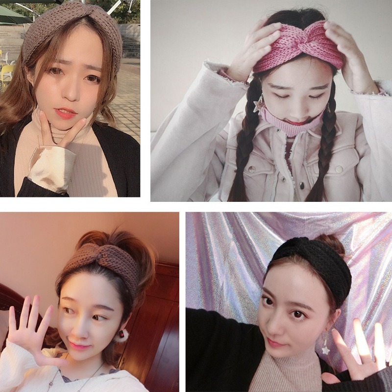 欧米のニットクロス毛糸ヘアバンド耳保護カバー手編みヘッドバンド平板ファッション保温秋冬髪飾り|undefined