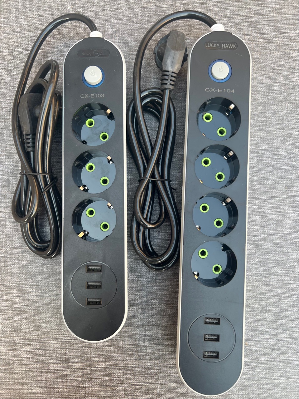 chuang xin 黑色CX-E103插座 欧式俄罗斯排插 3USB充电口