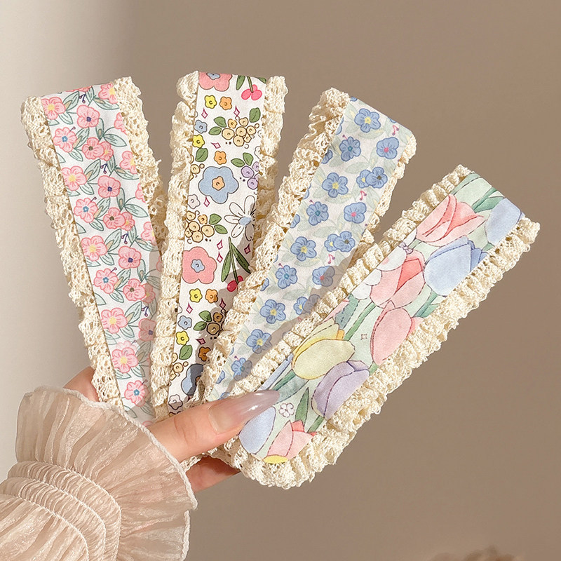 Women's Lace Trim Magic Tape Hairband, Forest-Style Pastoral Hair Accessory for Girls, Gentle on Hair