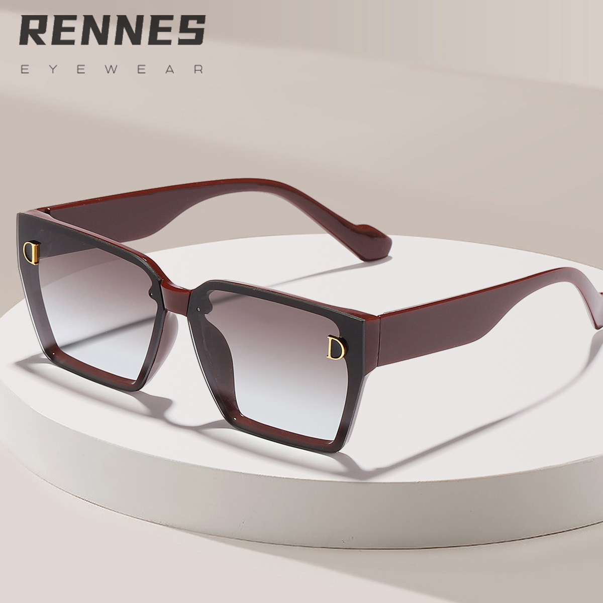 Transfronterizo nuevo europeo y americano D carta marco grande cara-mirando pequeñas gafas de sol de moda personalizada desgaste esencial UV a prueba de gafas de sol