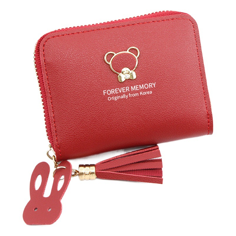 Suministro directo de fábrica estilo coreano carpeta las mujeres corto dibujos animados lindo oso gran capacidad niña monedero cremallera bolsa