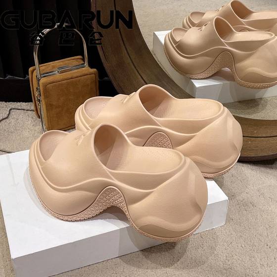 Foreign Trade Cross Flower 9CM Thick Bottom High Heel Sandals and Slippers Women's Outdoor Wear Fashion High Heel Summer Cross-border Trendy