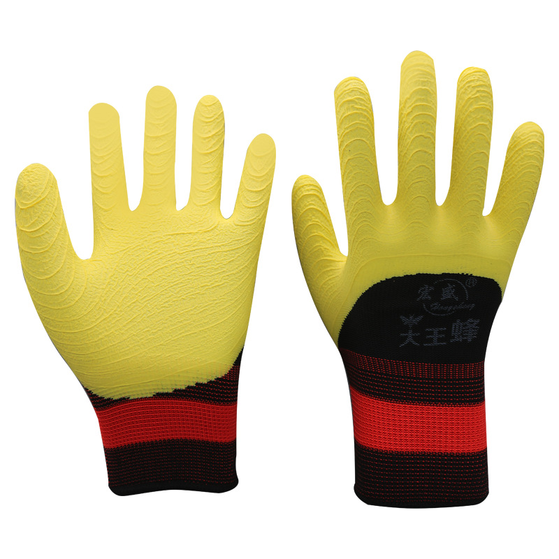 espesar hilo de algodón resistente al desgaste antideslizante al por mayor trabajo seco guantes de protección laboral industrial trabajo antideslizante látex impregnado guantes de construcción