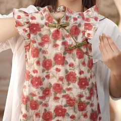 女童中國風改良花朵旗袍洋氣女寶寶新中式夏季漢服連衣裙夏季