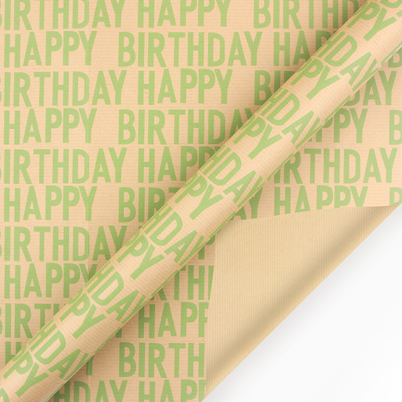 Amazon限定 英語ハッピーバースデーストライプクラフト紙包装紙 誕生日ギフト包装紙 ギフト紙|undefined