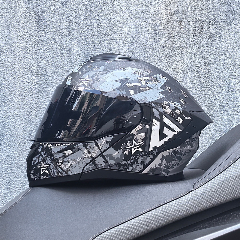 LVS3C certificado casco de motocicleta estándar nacional para hombres y mujeres casco de cara a cara casco de locomotora de verano seguridad general de cuatro estaciones