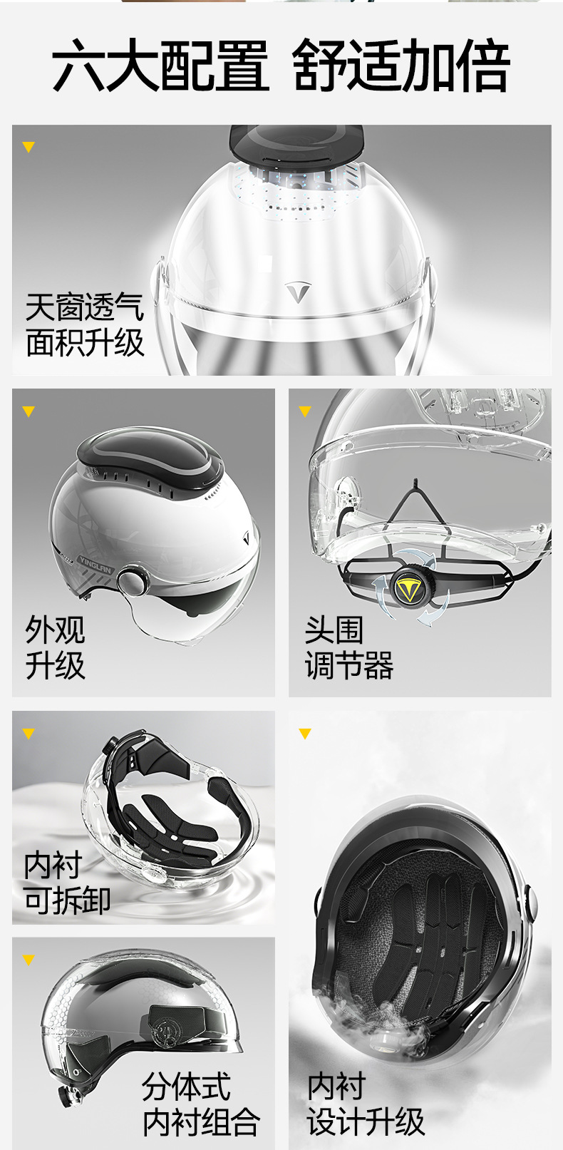 Helmet for Electric Scooter with Sunroof, 3C Certified, Suitable for All Seasons, Breathable, Dual Visor, Battery Motorcycle Safety Helmet for Men