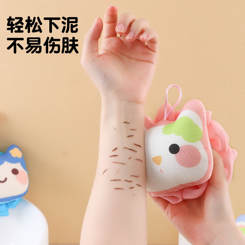 卡通猫浴球家用搓澡起泡儿童浴花不散花加大柔软浴花洗澡巾二合一|undefined