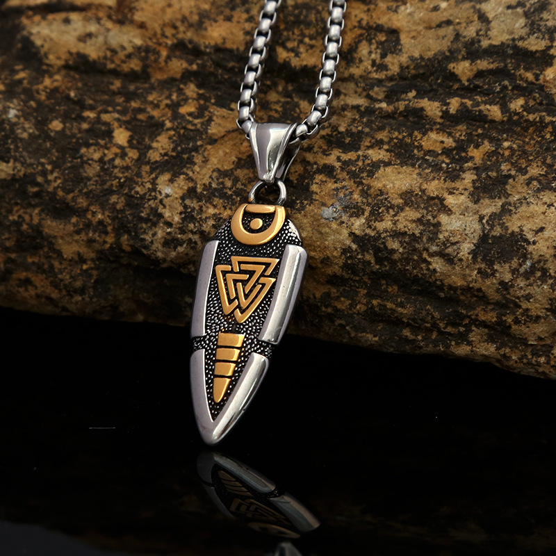 Titanschmuck, Herrenanhänger aus Edelstahl, Halskettendekoration, Wikingerpfeil-Talisman_voghion.com