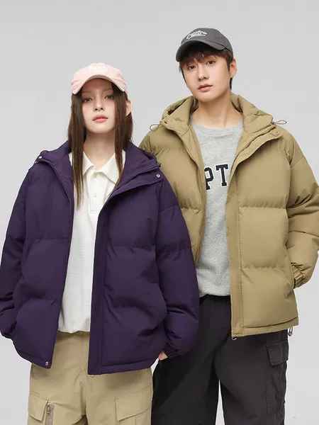 Hooded couple's down cotton jacket for men, new winter model, warm and thickened puffer coat for young and middle-aged, loose fit, large size, with fleece lining
