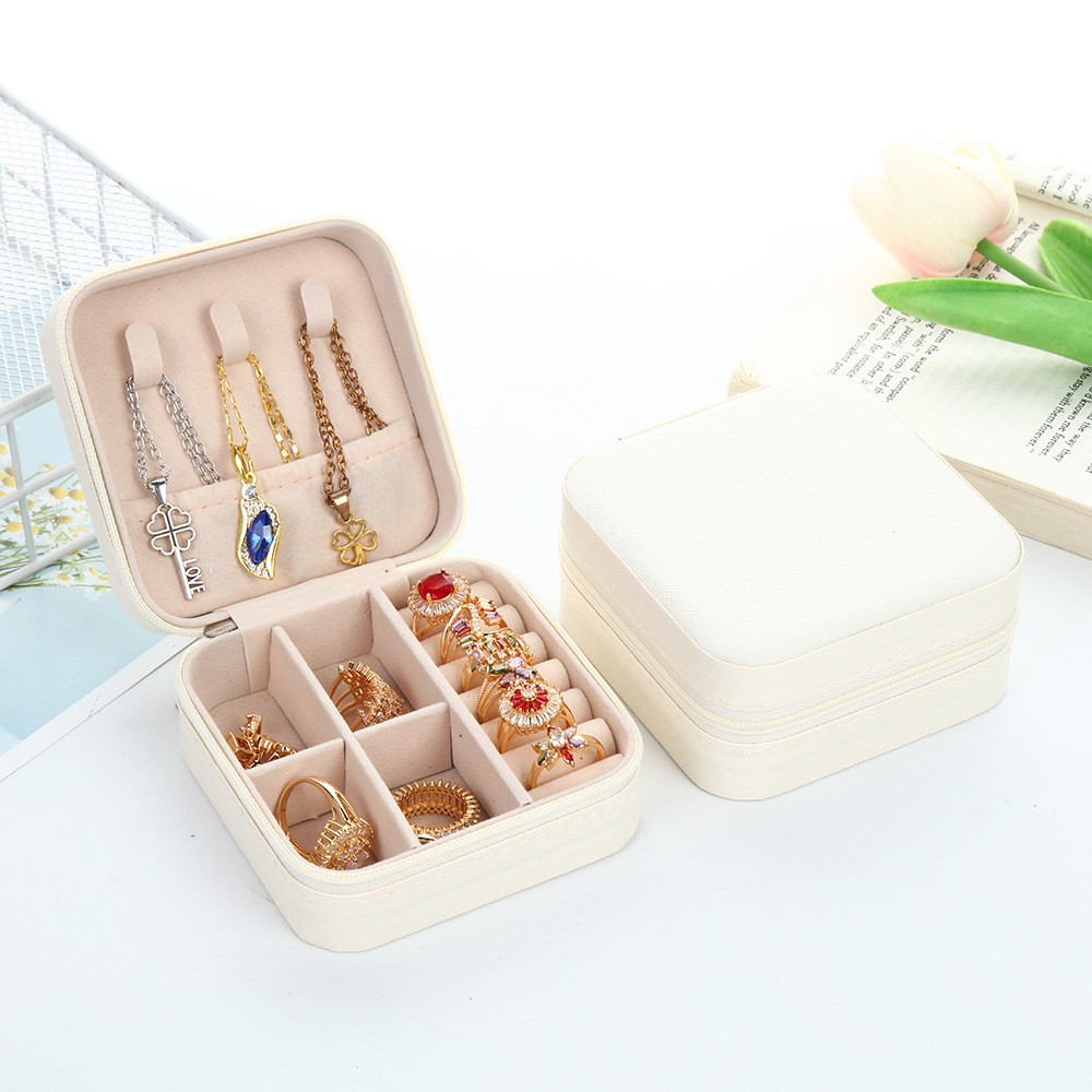 Joyería portátil transfronteriza caja de almacenamiento exquisita caja de joyería alta costura collar anillo caja de joyería de viaje