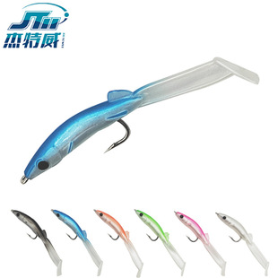 Cross-border Luya T-tail soft bait 8cm with single hook simulation software eel fake bait sea fishing Luya fake bait soft fish fake bait