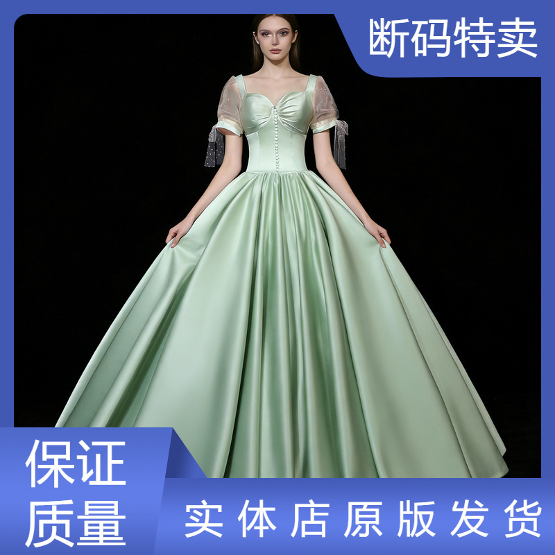 2026 Satin Ball Gown Wedding Dress for Foreign Trade, Suitable for Performances, Evening Events, Annual Meetings, and Bridal Toasts, Long European and American Style Evening Dress Supply 2026 Satin Ball Gown Wedding Dress for Foreign Trade, Suitable for Performances, Evening Events, Annual Meetings, and Bridal Toasts, Long European and American Style Evening Dress Supply