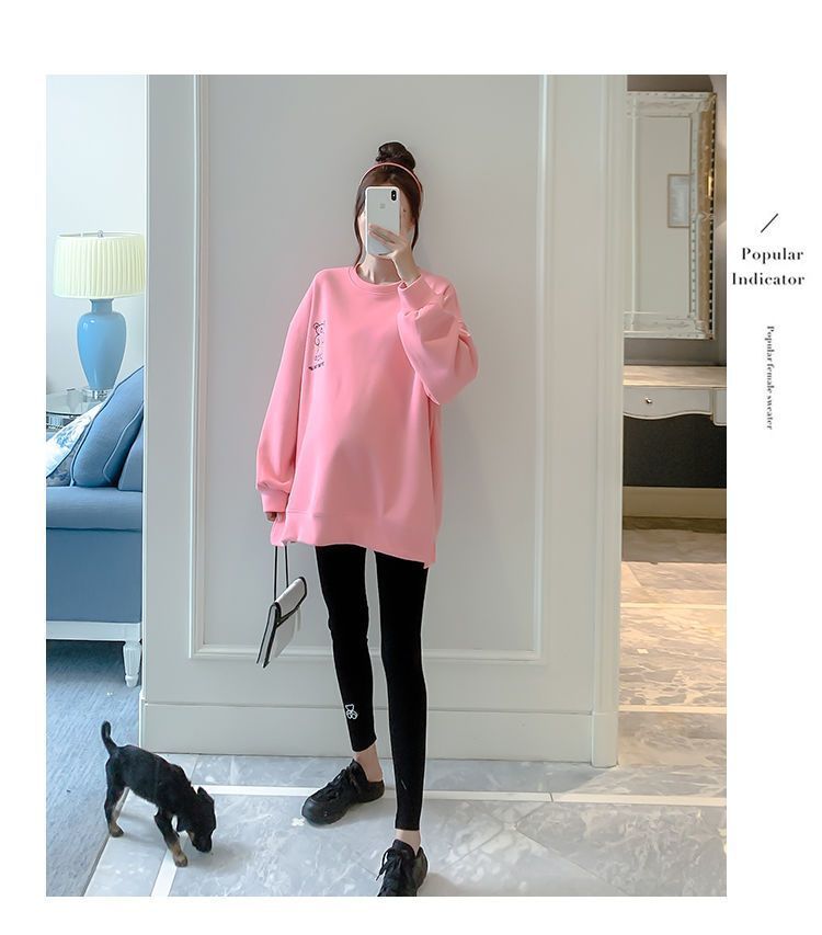 Maternity Autumn Fake Two Tops And Sweaters For Pregnant Women Cartoon Pattern Hoodies For Nursing Mothers Breastfeeding Poleron