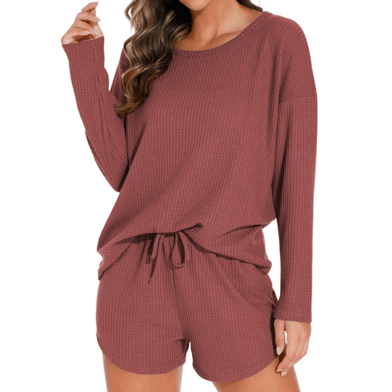 Knitted pijama, set, long-sleeve, shorts