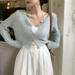 罩衫镂空针织衫薄款防晒衣开衫小外套女夏设计感小众短款外搭上衣