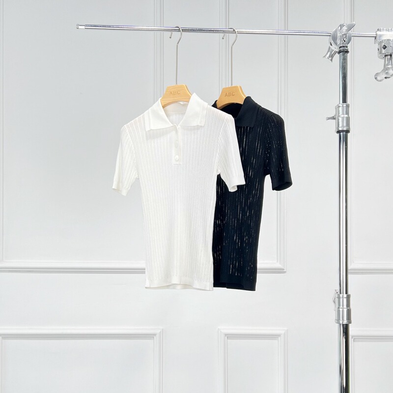 Warren Hailong | Kw014 Summer Versatile Urban Workwear Office Top Polo Collar Short-Sleeved Knit Shirt for Women Warren Hailong | Kw014 Summer Versatile Urban Workwear Office Top Polo Collar Short-Sleeved Knit Shirt for Women