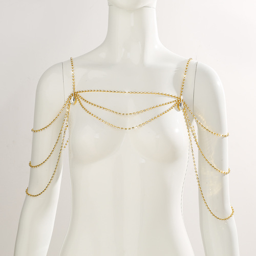 Cross-border new accessories rhinestone shoulder chain sexy tassel multi-layer temperament clavicle chain rhinestone body chain chain