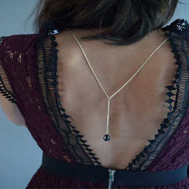 欧美速卖通性感比基尼水晶吊坠后背链 水晶流苏身体链 沙滩链