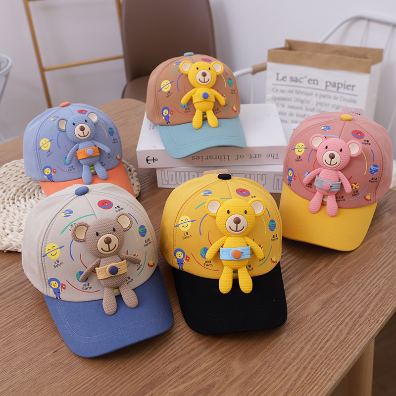 Korea cute bear children baseball cap spring new detachable sunshade baseball cappicture2