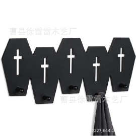 木制棺材造型衣钩哥特式墙壁装饰钥匙钱包挂钩家居客厅卧室挂衣钩