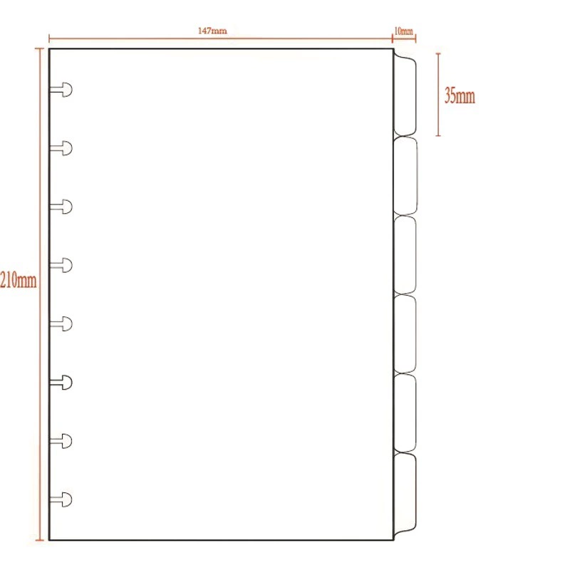 Экспортируйте заказ в странице раздела отверстия А5 гриба запаса, страница классификации индекса цвета ПП ядра ручной книги активная