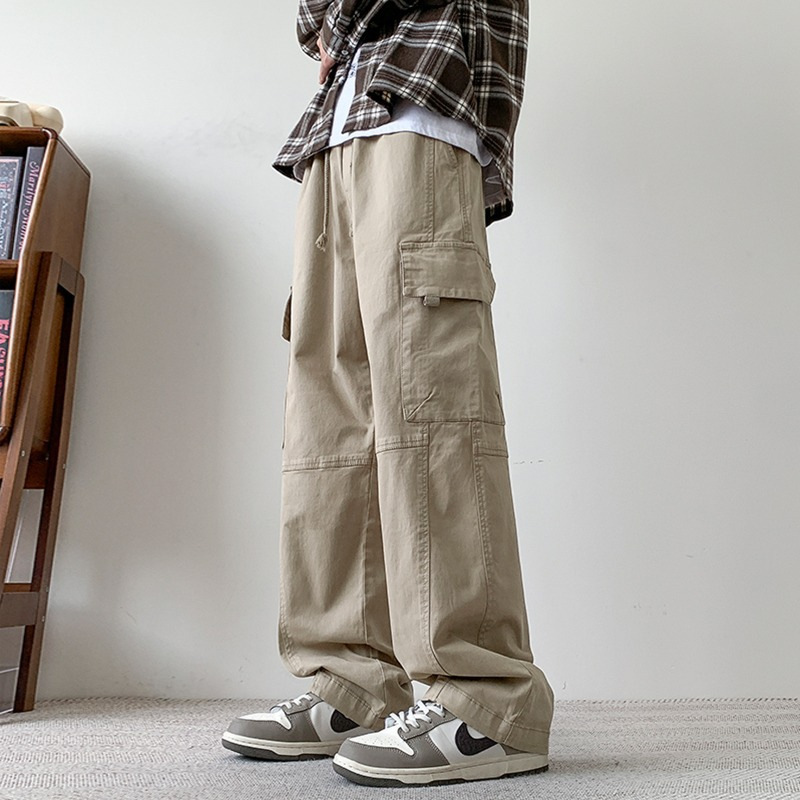 American Style Workwear Casual Pants Boys Spring and Autumn Outdoor All-match Ins Loose Casual Pants Wide-leg Straight Long Pants