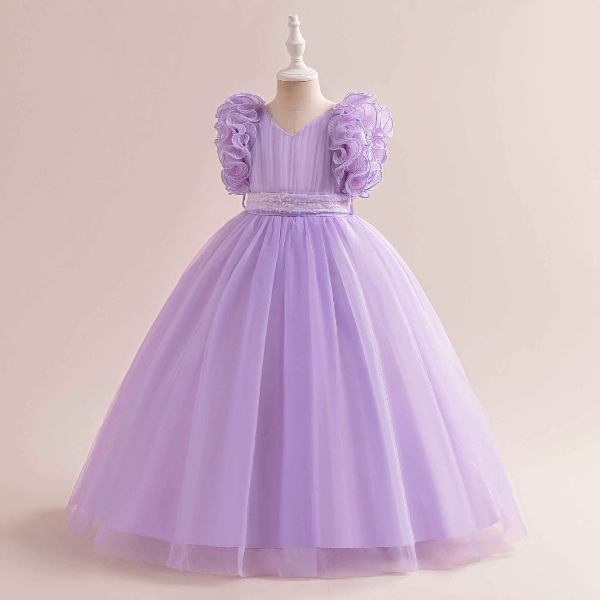 Small princess costume, flower girl dress, wedding dress, vest, long skirt, (Cross-border trading), for teenagers, tulle, V-neckline