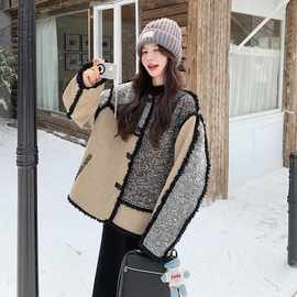 撞色设计感小香风毛呢外套女秋冬2024新款高级感韩系呢大衣短款