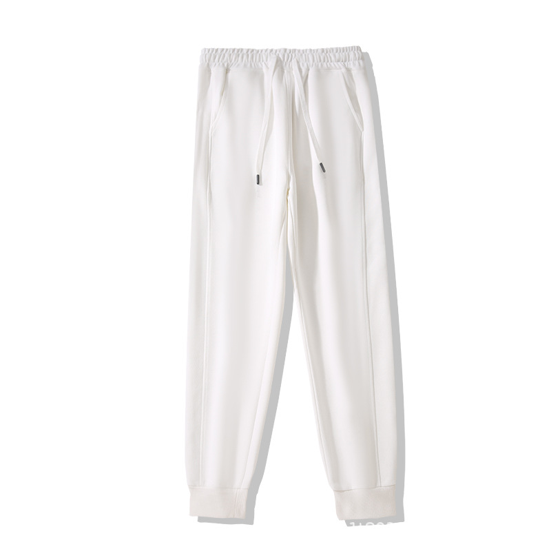 흰색 중국 면 땀 바지