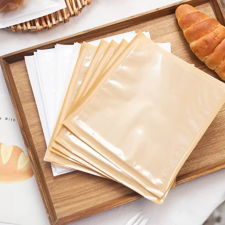 欧包牛皮纸防油纸袋可颂牛角面包土司三明治食品用透明三角包装袋