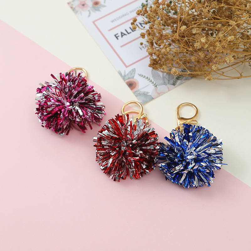 Colorful Glittery Sequin Pom-Pom Keychain Pendant Christmas Ornament Handmade Cheerleading Pom-Pom Pendant Colorful Glittery Sequin Pom-Pom Keychain Pendant Christmas Ornament Handmade Cheerleading Pom-Pom Pendant