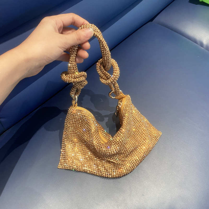 Fashion Style Square Shape Small Size Women's Small Summer Rhinestone Fashion Underarm Bag