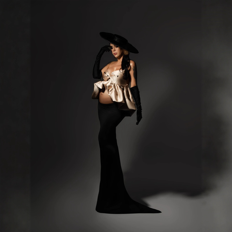 Foreign Trade Amazon High-Elastic Pregnant Women Photo Long Skirt Big Belly Split Skirt Cute, Playful, Fashionable and Sexy