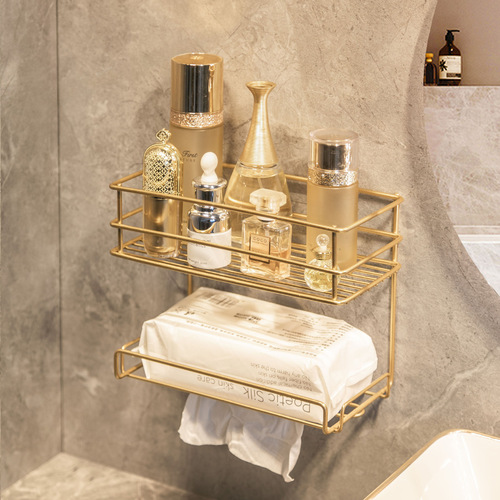 Face Towel Shelf Pull Out Wall Mounted No Hole Bathroom Placement Shelf Bathroom Sink Cosmetics Storage Box 