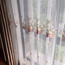 法式吊篮 花蓝纱 浪漫绣花窗帘纱帘韩式田园白纱帘客厅窗帘隔断纱