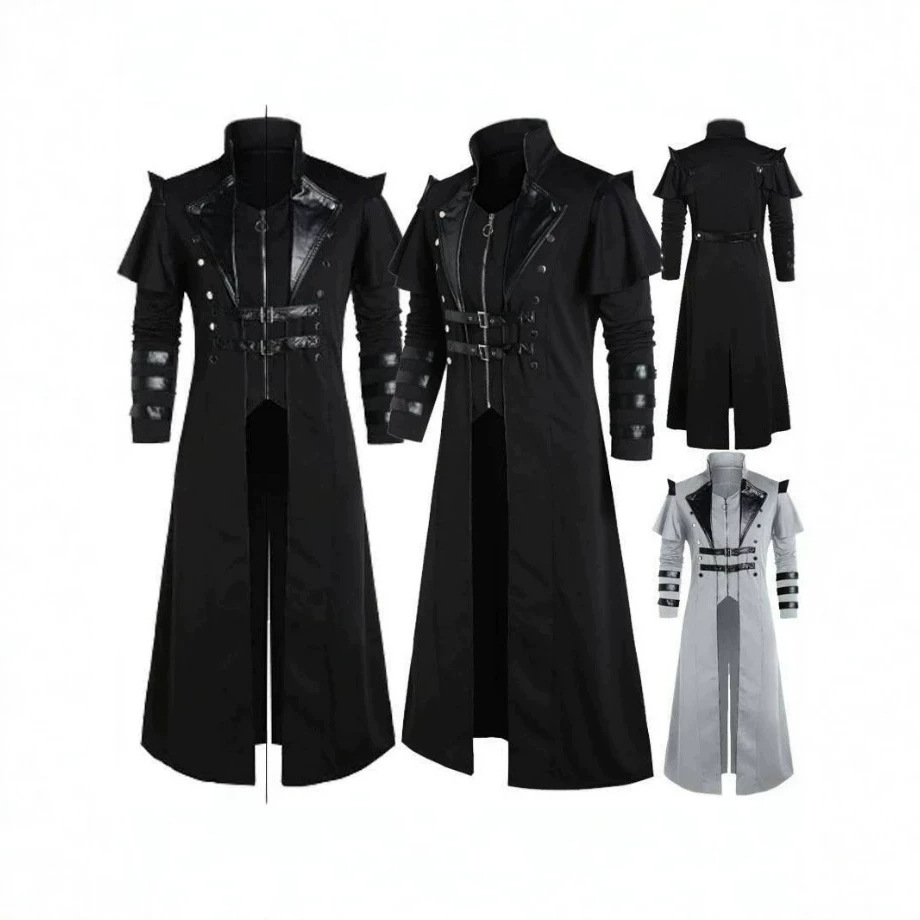 Foreign Trade European and American Men's Medieval Court Banquet Zipper Slit Long Stage Performance Costume