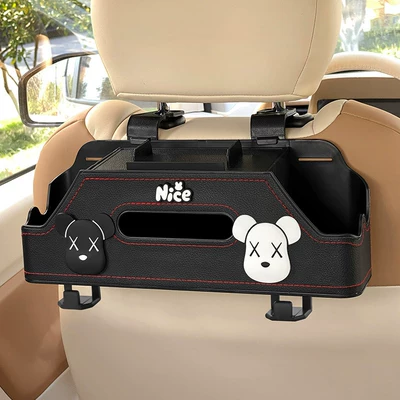 Car storage bag/box Back Storage Rack, Cartoon Tissue - xx-bear-black-chair-back-multifunctional-storage-box-upgraded-integrated-mobile-phone-holder