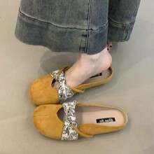 复古温柔平底一脚蹬超火玛丽珍包头半拖女春夏外穿2025新款勃肯鞋