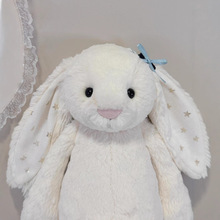 英国现货白色星星耳邦尼兔31厘米高奶油白陪伴安抚玩具