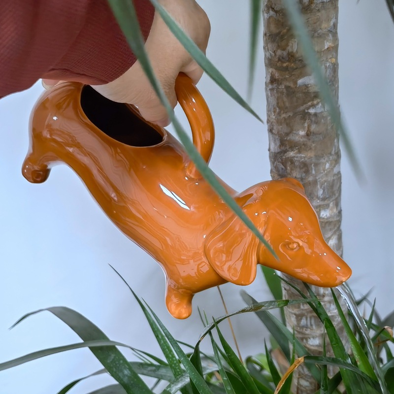 Creativo hogar Dachshund perrito cerámica hervidor de agua Pascua lindo animal gatito jardinería olla de leche